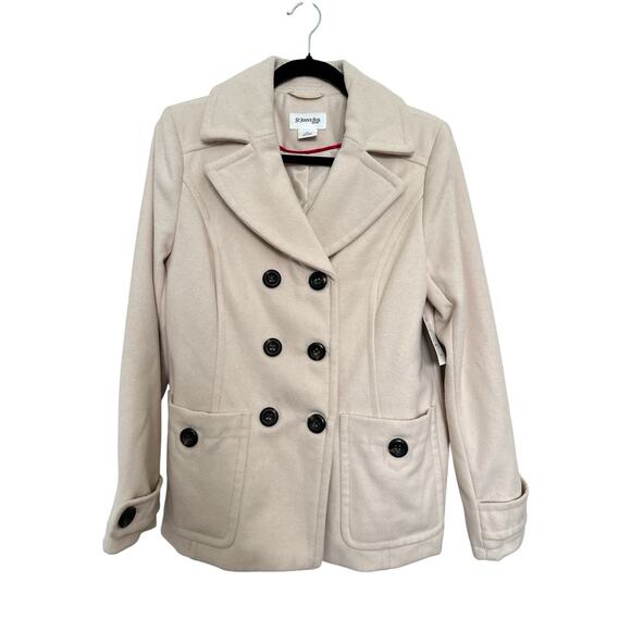 St. John's Bay Jackets & Blazers - St. John's Bay Coat Women's Cream White Wool Pea Coat Sz M